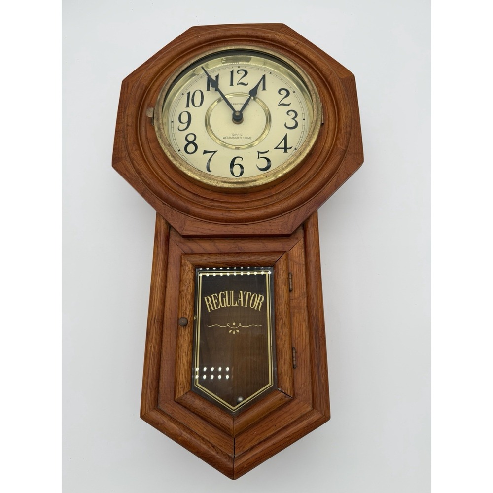 Vintage Regulator Classic Manor Clock Westminster Chime Quartz Pendulum Missing